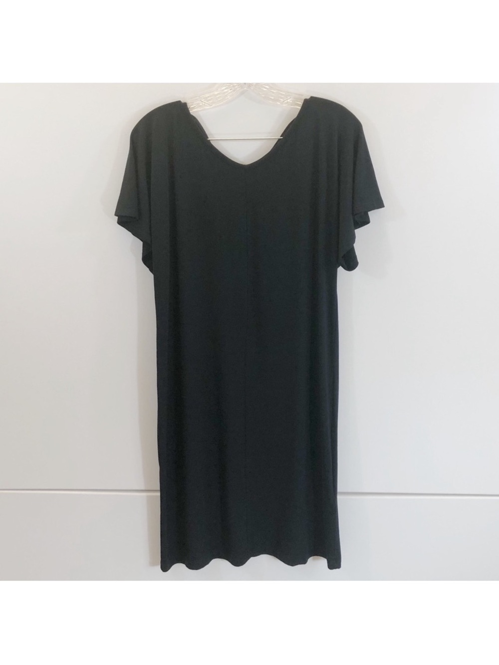 Rachel Zoe Black V-Neck Midi Dress with Flutter Sleeves